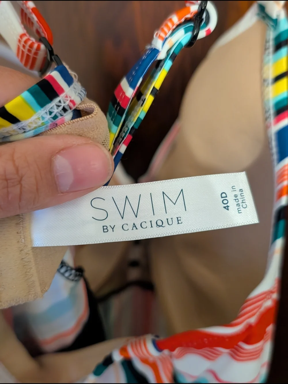SWIM by Cacique Multicolor Striped Swim Top